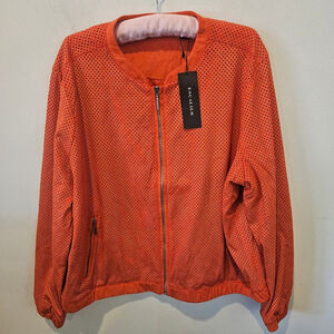 Women's ESCALIER By Halston NWT Orange Perforated Bomber Jacket Plus 20W